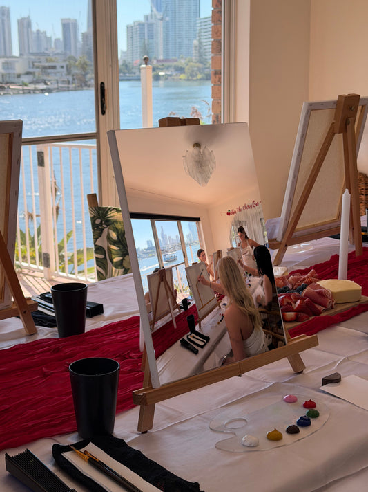 Surfers Paradise Airbnb Hens Party Paint & Sip | Santorini Sea